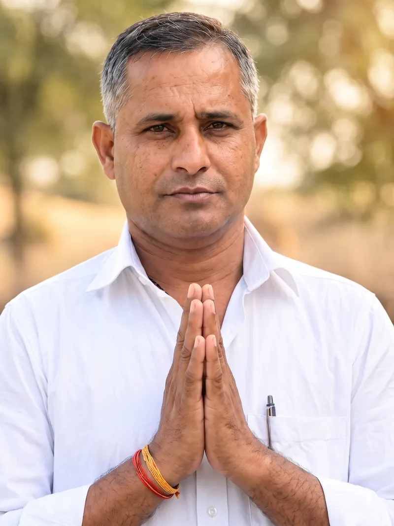 हनुमानराम पटेल, हाथ जोड़कर नमस्कार करते हुए